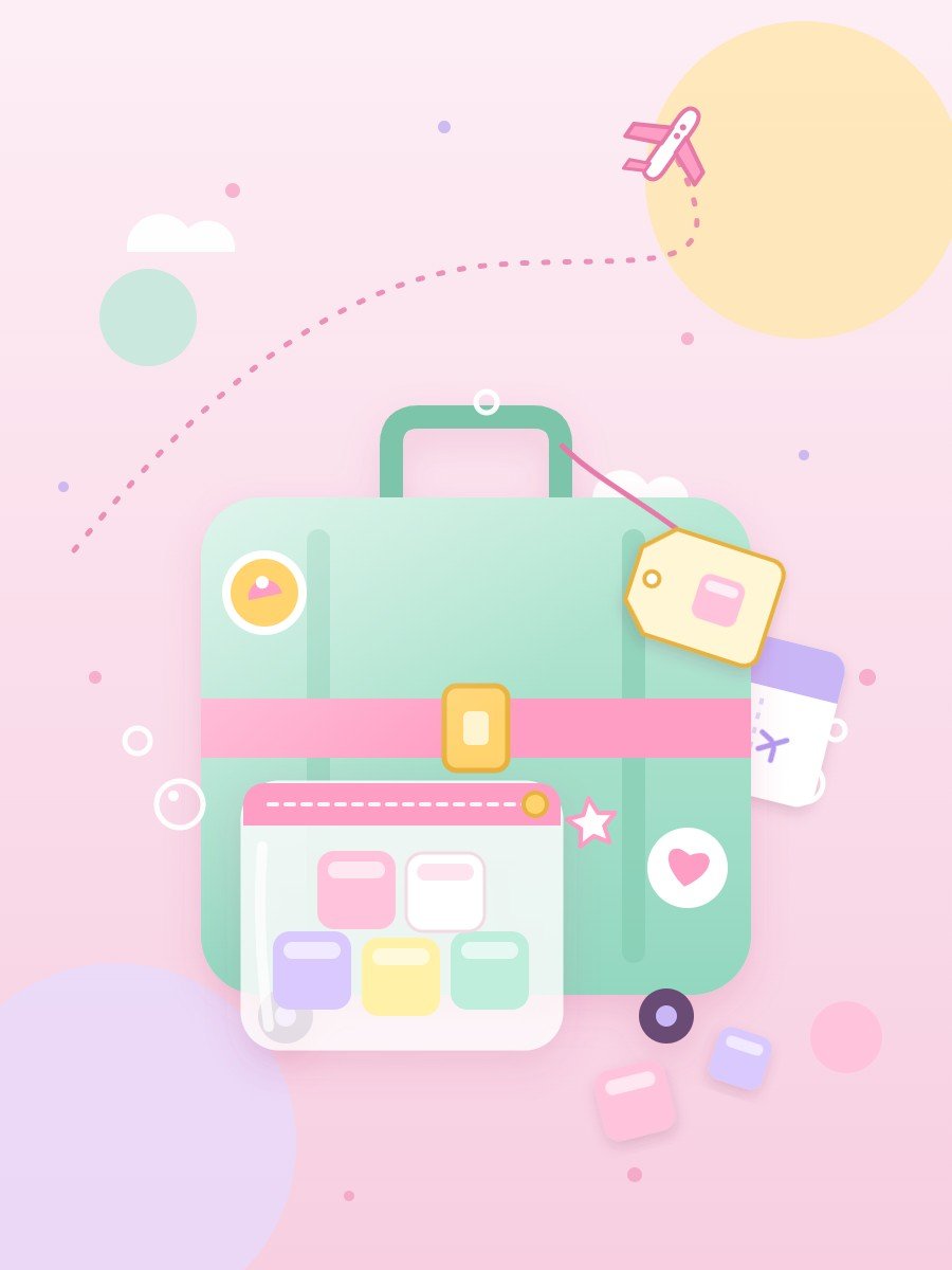 Pastel suitcase with a travel pouch of colourful Soapmallow soap cubes